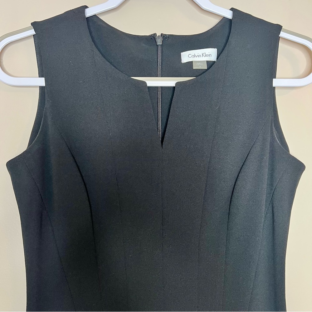 Calvin Klein Sleeveless Seamed Sheath Little Black Dress Wedding Business 4 - Picture 7 of 14